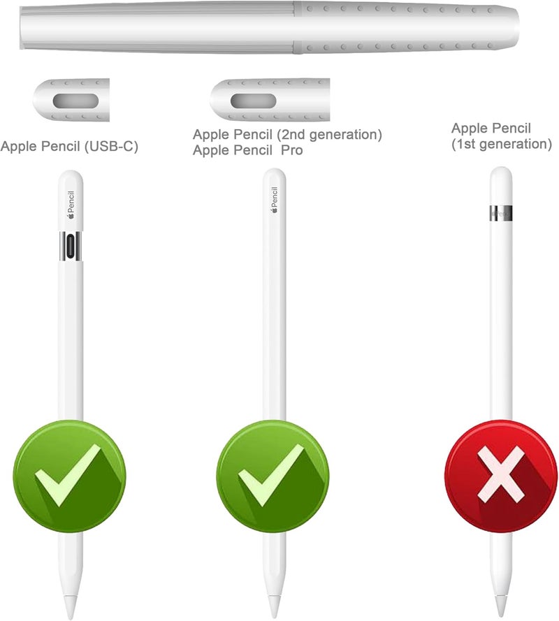HoldFist Silicone Case Cover Skin Compatible with Apple Pencil (2nd Gen/Pro/USB-C) – Protective Sleeve, Comfortable Grip, Ergonomic Anti-Slip Design, Lightweight & Scratch-Resistant (White) - Image 2